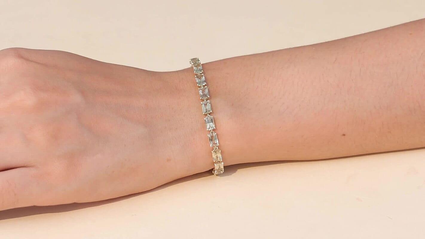 Luxoro AAA Turkizite 14.90 ctw Bracelet in 10K Yellow Gold (7.25 In) 4.50 Grams