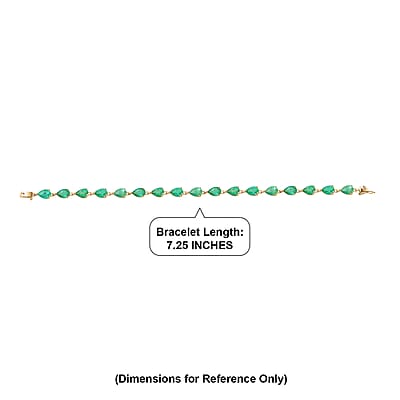 Luxoro Premium Kagem Zambian Emerald 10.70 ctw Eternal Line Bracelet in 10K Yellow Gold (7.25 In)
