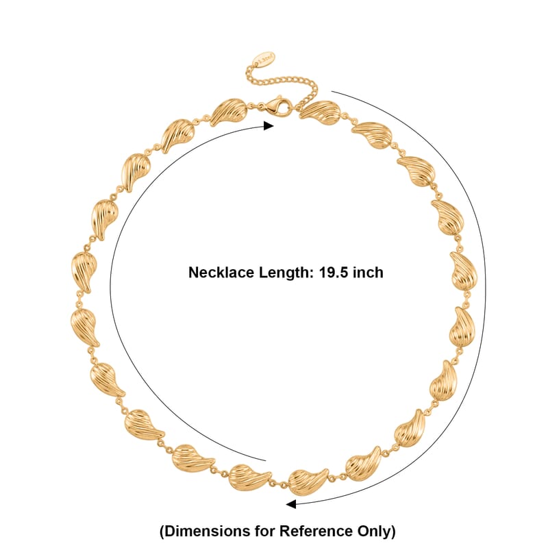 Linked Drop Necklace (19.5-21.5 Inches) in ION Plated YG Stainless Steel