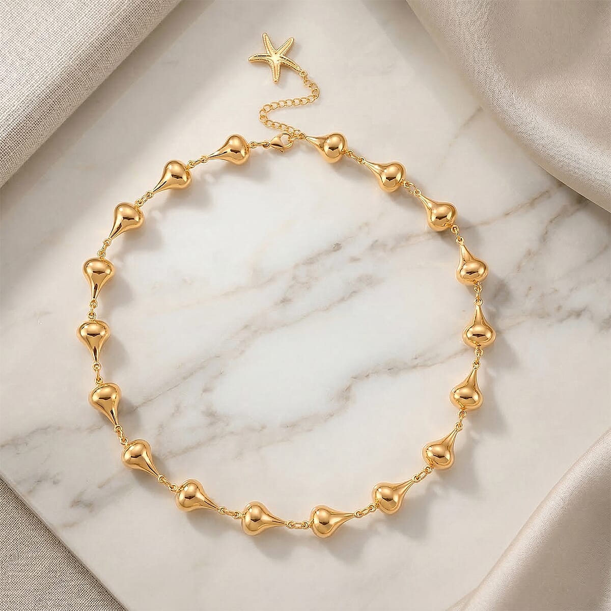 Teardrop Shape Link Necklace (20-22 Inches) in ION Plated YG Stainless Steel image number 1