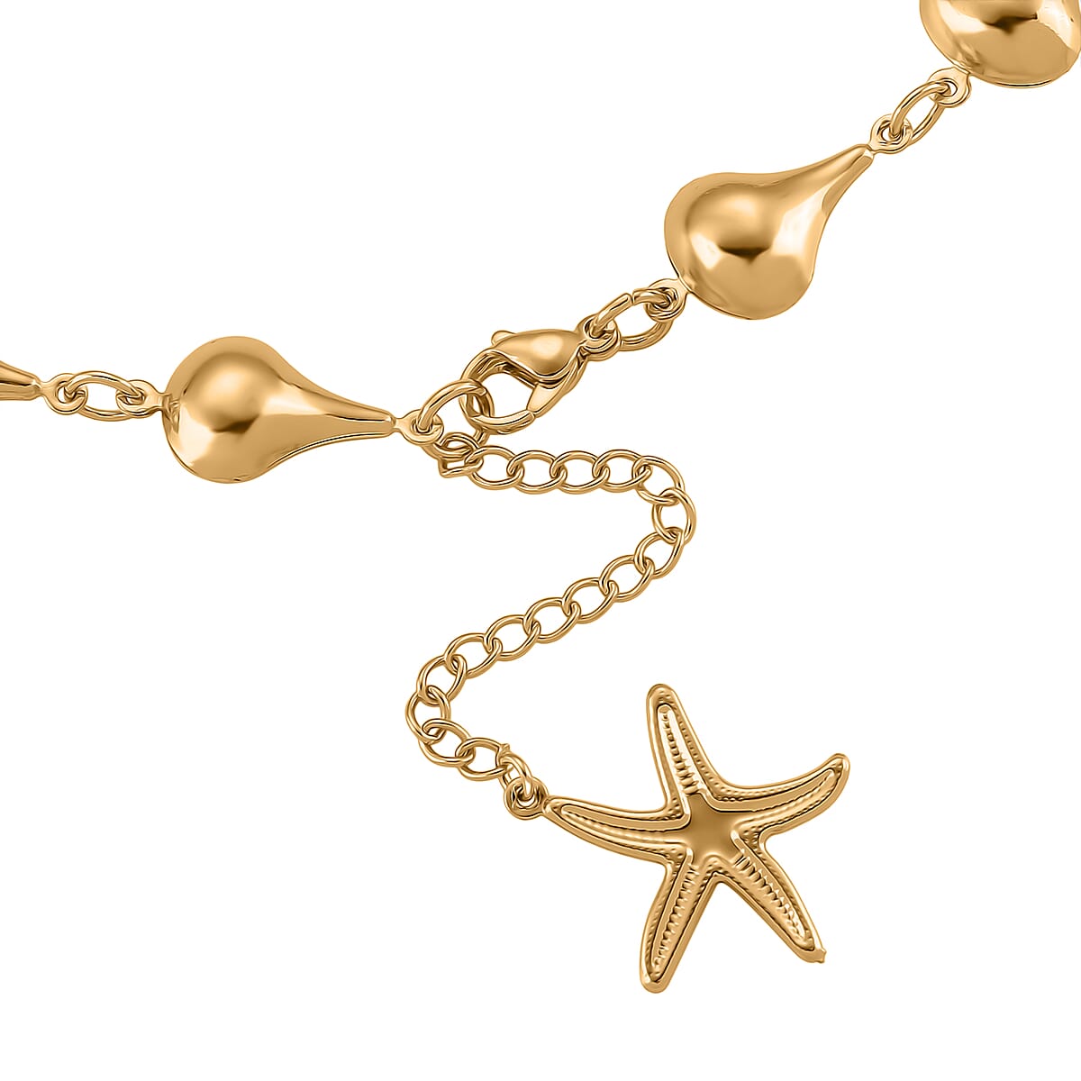 Teardrop Shape Link Necklace (20-22 Inches) in ION Plated YG Stainless Steel image number 4