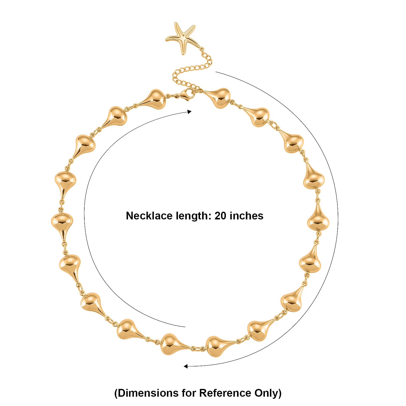 Teardrop Shape Link Necklace (20-22 Inches) in ION Plated YG Stainless Steel