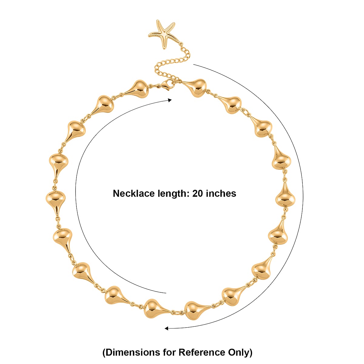 Teardrop Shape Link Necklace (20-22 Inches) in ION Plated YG Stainless Steel image number 5