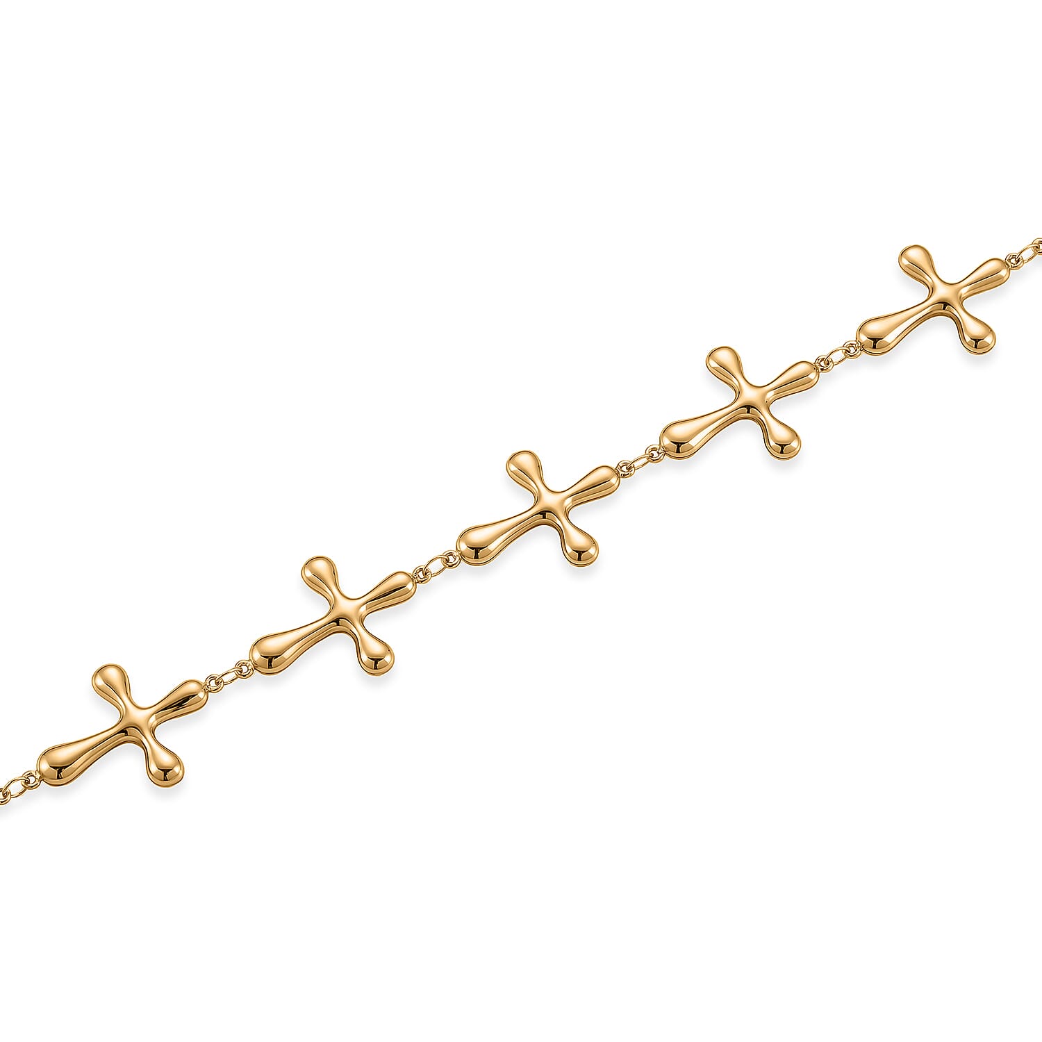 Cross Shape Link Necklace (20-22 Inches) in ION Plated YG Stainless Steel