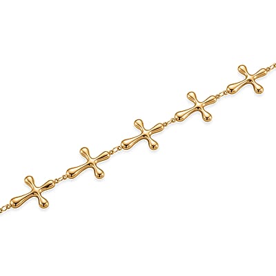 Cross Shape Link Necklace (20-22 Inches) in ION Plated YG Stainless Steel