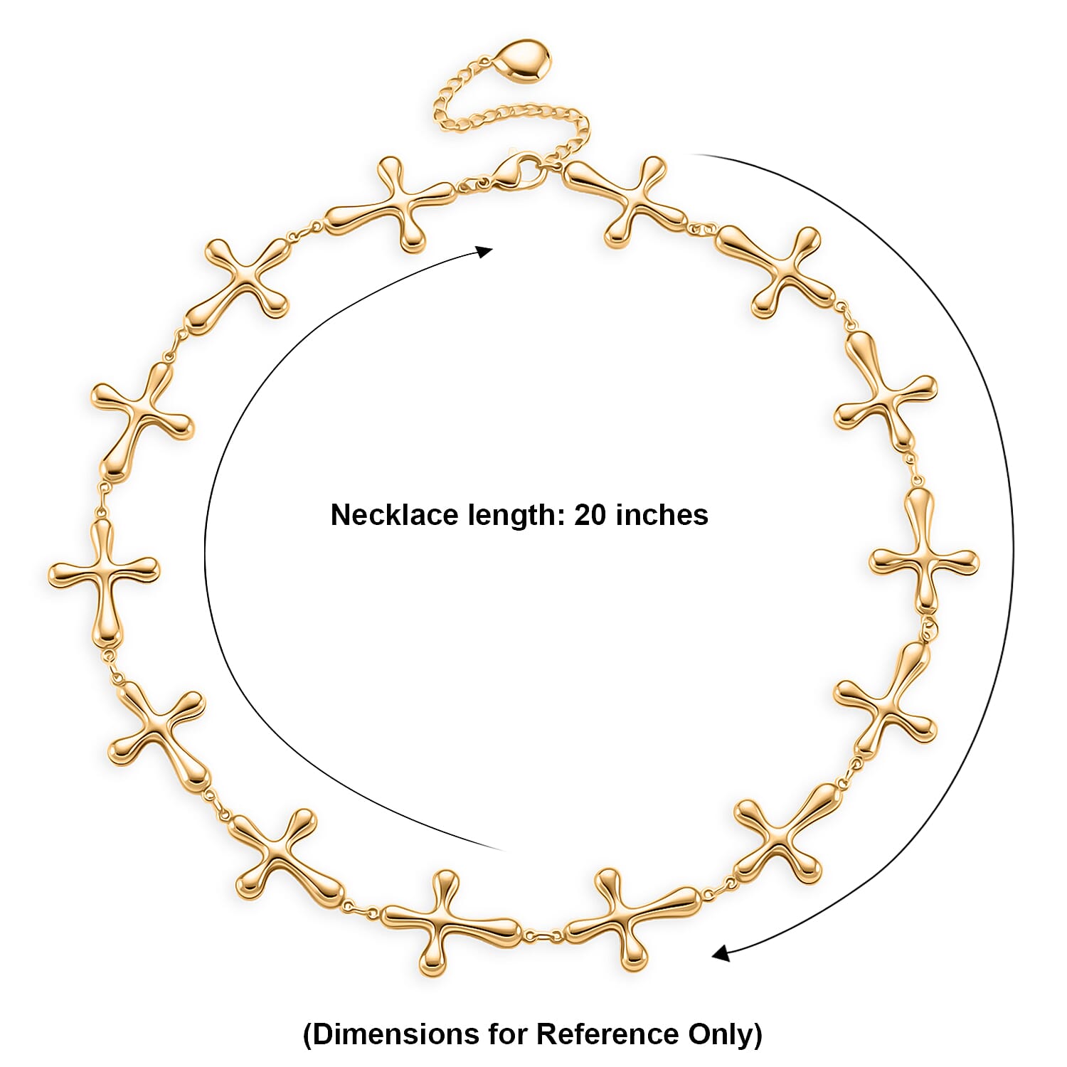 Cross Shape Link Necklace (20-22 Inches) in ION Plated YG Stainless Steel