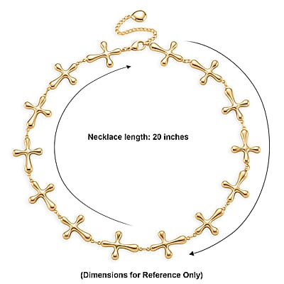Cross Shape Link Necklace (20-22 Inches) in ION Plated YG Stainless Steel