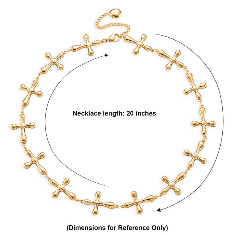 Cross Shape Link Necklace (20-22 Inches) in ION Plated YG Stainless Steel