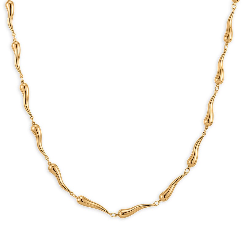 Fluid Shape Link Necklace (20-22 Inches) in ION Plated YG Stainless Steel