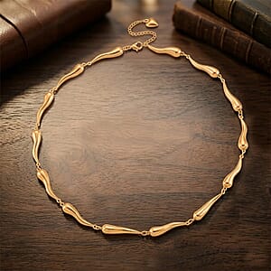 TLV Fluid Shape Link Necklace (20-22 Inches) in ION Plated YG Stainless Steel