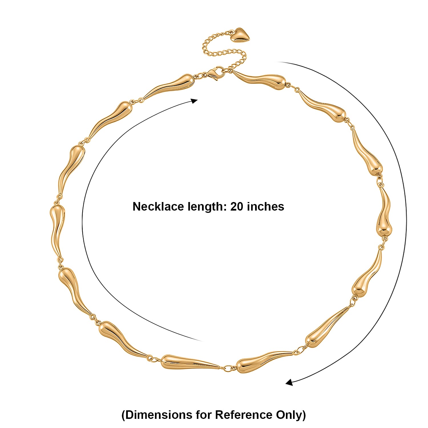 Fluid Shape Link Necklace (20-22 Inches) in ION Plated YG Stainless Steel