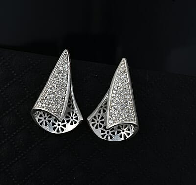 D'Joy Passport to Turkey White Zircon 1.15 ctw Earrings in 18K Vermeil Yellow Gold Over Sterling Silver