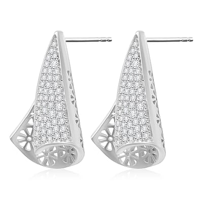 D'Joy Passport to Turkey White Zircon 1.15 ctw Earrings in 18K Vermeil Yellow Gold Over Sterling Silver