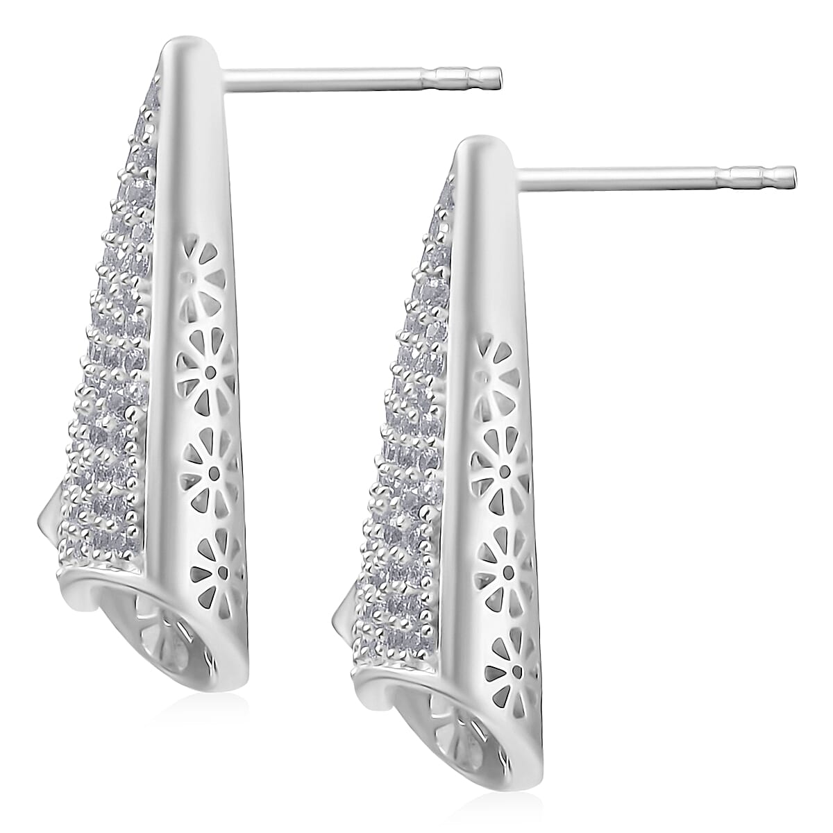 D'Joy Passport to Turkey White Zircon 1.15 ctw Earrings in 18K Vermeil Yellow Gold Over Sterling Silver