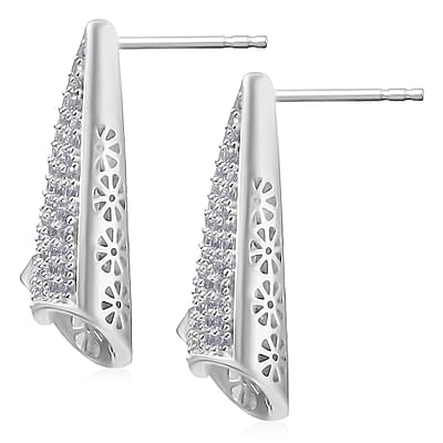 D'Joy Passport to Turkey White Zircon 1.15 ctw Earrings in 18K Vermeil Yellow Gold Over Sterling Silver