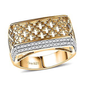 D'Joy Passport to Turkey White Zircon 0.50 ctw Ring in 18K Vermeil Yellow Gold Over Sterling Silver (Size 10.0) 