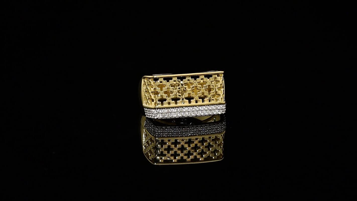 D'Joy Passport to Turkey White Zircon 0.50 ctw Ring in 18K Vermeil Yellow Gold Over Sterling Silver (Size 10.0)