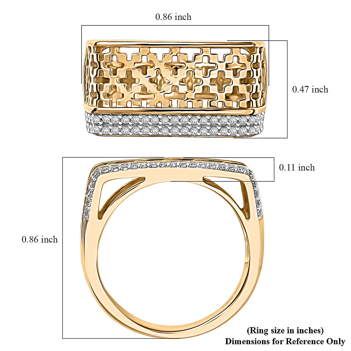 D'Joy Passport to Turkey White Zircon 0.50 ctw Ring in 18K Vermeil Yellow Gold Over Sterling Silver (Size 10.0) 