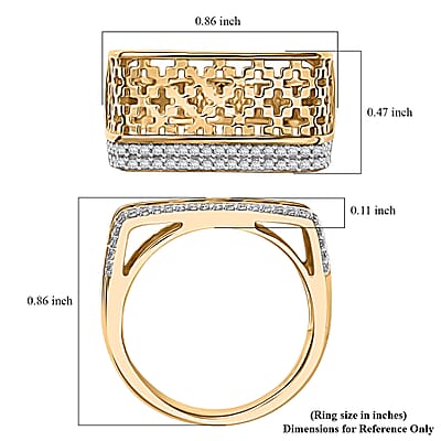 D'Joy Passport to Turkey White Zircon 0.50 ctw Ring in 18K Vermeil Yellow Gold Over Sterling Silver (Size 10.0) 
