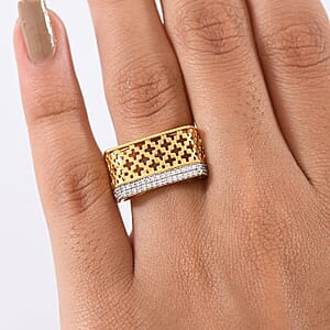 D'Joy Passport to Turkey White Zircon 0.50 ctw Ring in 18K Vermeil Yellow Gold Over Sterling Silver (Size 7.0)