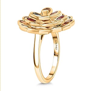 D'Joy Multi Sapphire and Lab Grown Diamond 3.44 ctw Cluster Ring in Vermeil YG Over Sterling Silver (Size 11.5)