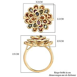 D'Joy Multi Sapphire and Lab Grown Diamond 3.44 ctw Cluster Ring in Vermeil YG Over Sterling Silver (Size 11.5)
