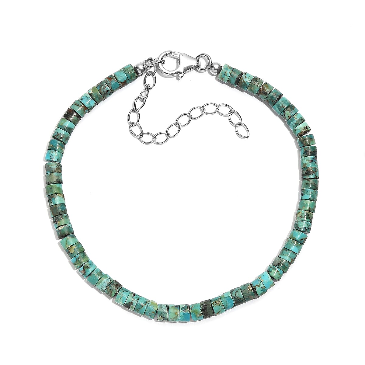 D'Joy Royston Turquoise 20.00 ctw Bracelet in Rhodium Over Sterling Silver (7.25-9.25In) image number 3