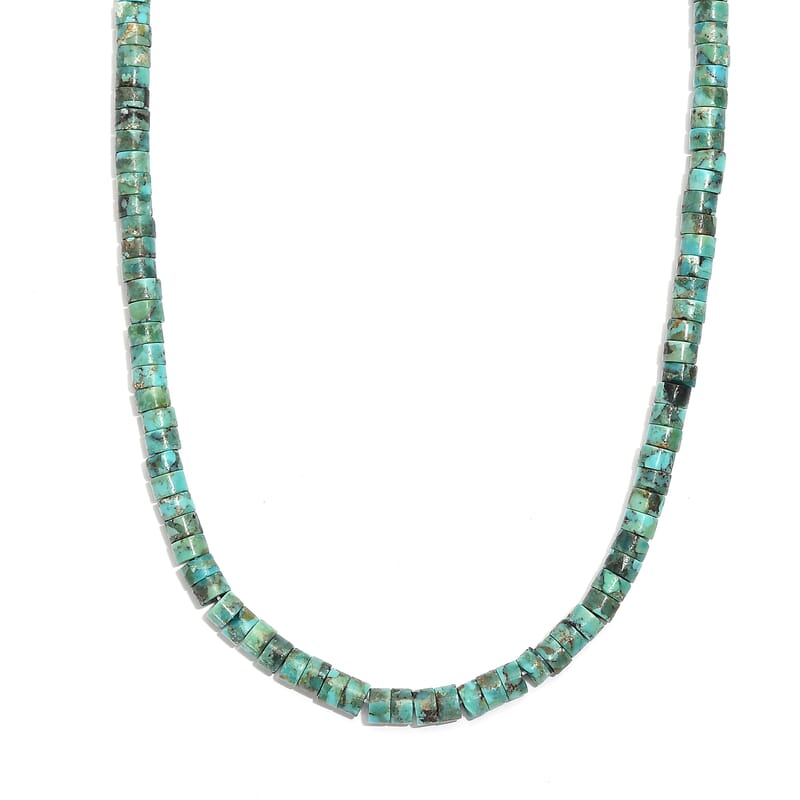 D'Joy Royston Turquoise Beaded Necklace in Rhodium Over Sterling Silver 58.00 ctw (18-20 Inches)