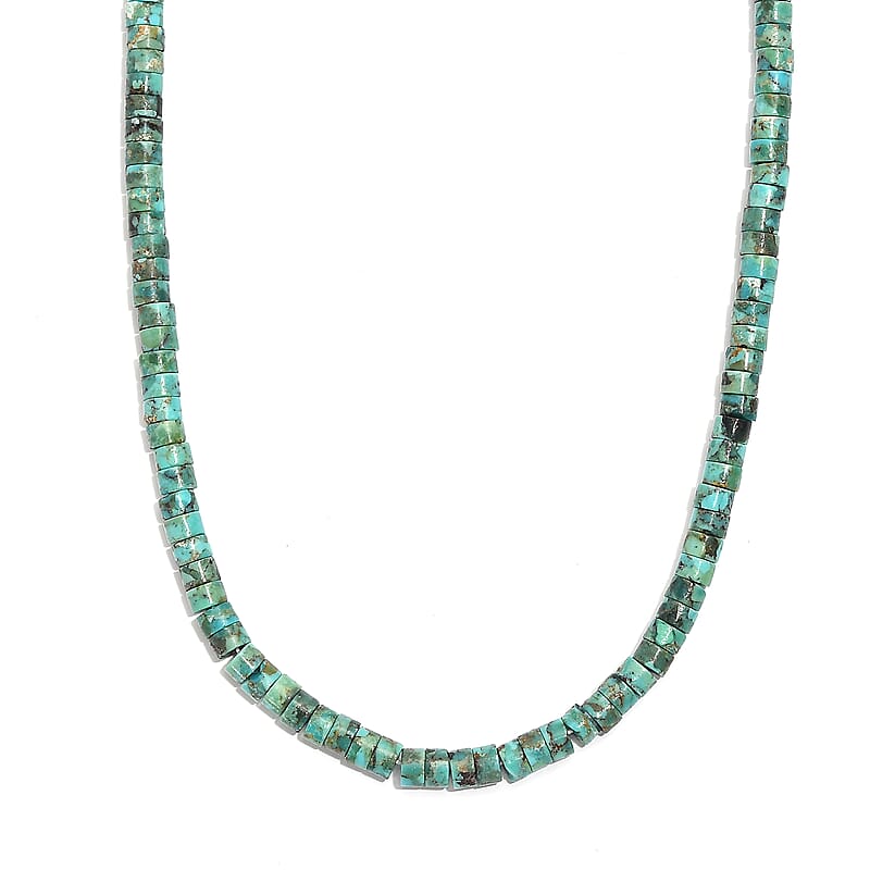 D'Joy Royston Turquoise Beaded Necklace in Rhodium Over Sterling Silver 58.00 ctw (18-20 Inches)