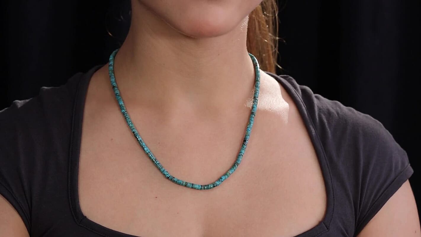 D'Joy Royston Turquoise Beaded Necklace in Rhodium Over Sterling Silver 58.00 ctw (18-20 Inches)