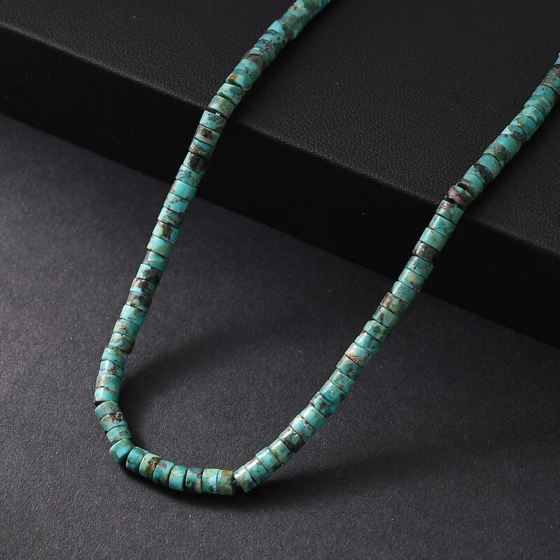 D'Joy Royston Turquoise Beaded Necklace in Rhodium Over Sterling Silver 58.00 ctw (18-20 Inches)