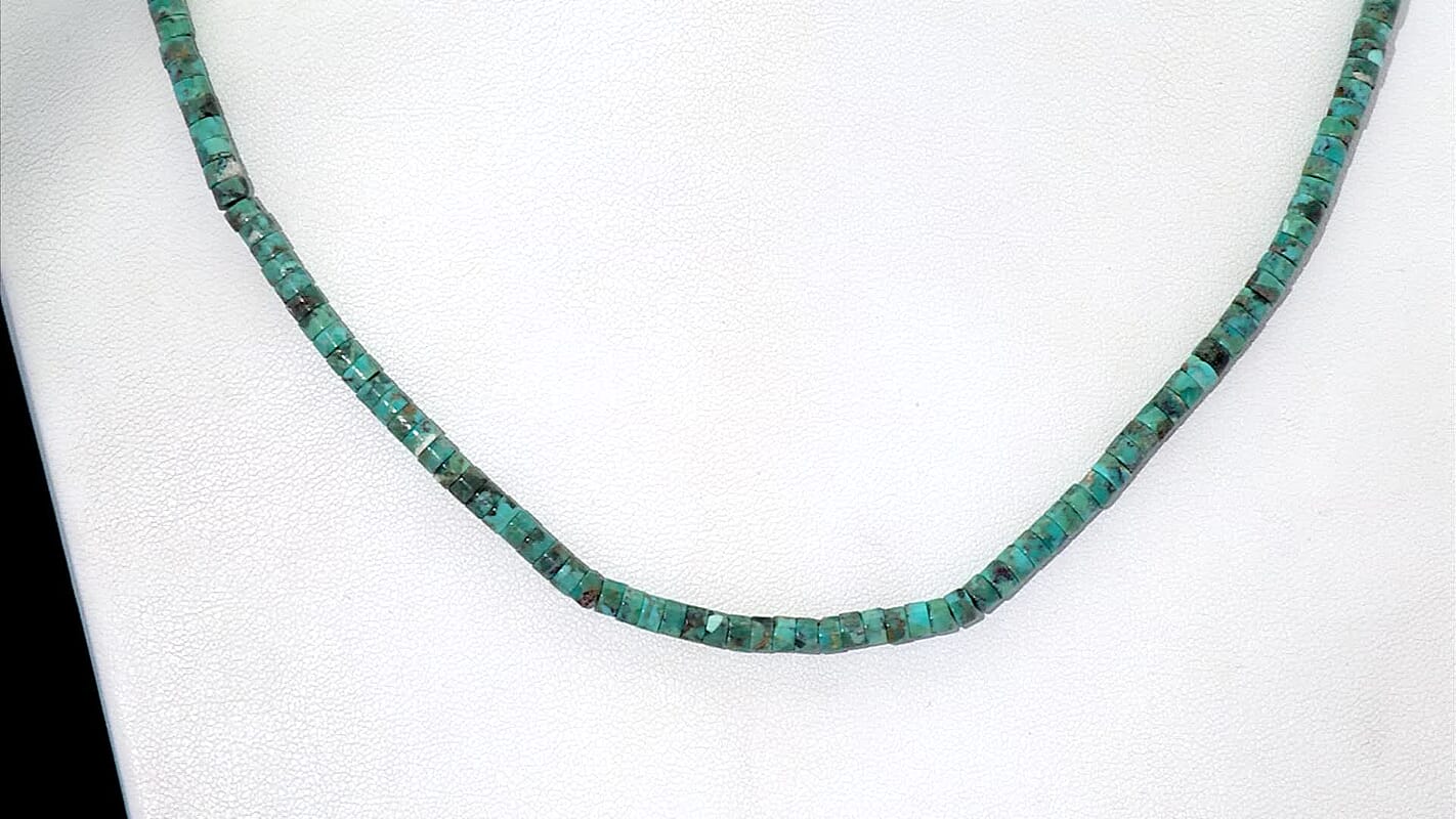 D'Joy Royston Turquoise Beaded Necklace in Rhodium Over Sterling Silver 58.00 ctw (18-20 Inches)