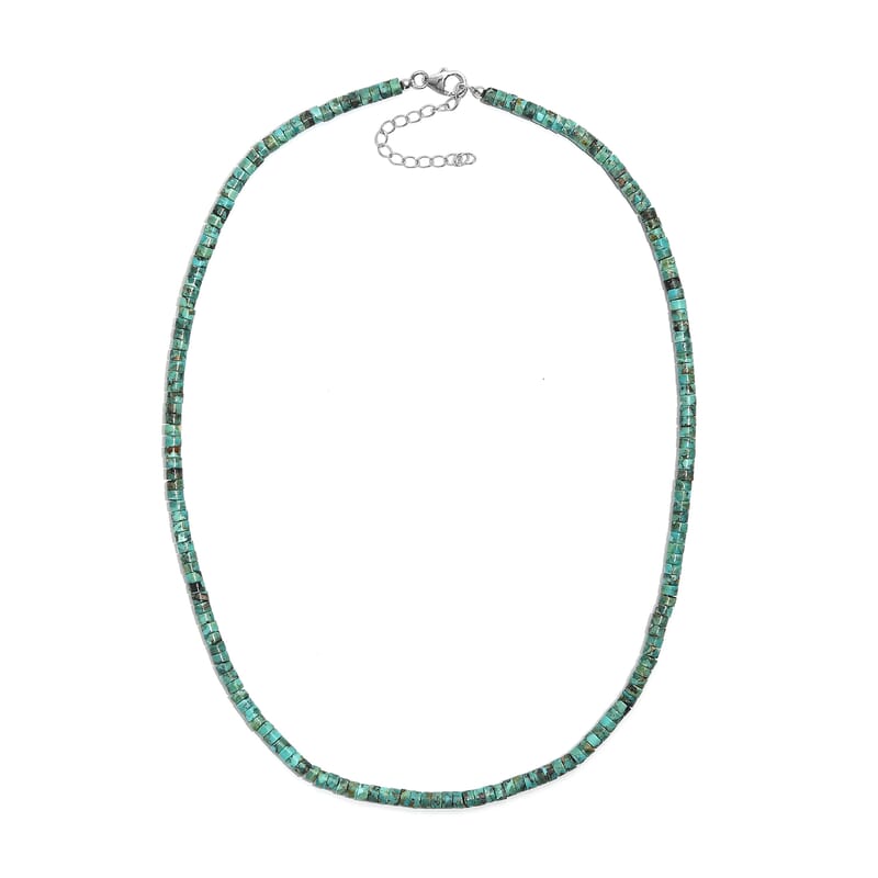 D'Joy Royston Turquoise Beaded Necklace in Rhodium Over Sterling Silver 58.00 ctw (18-20 Inches)