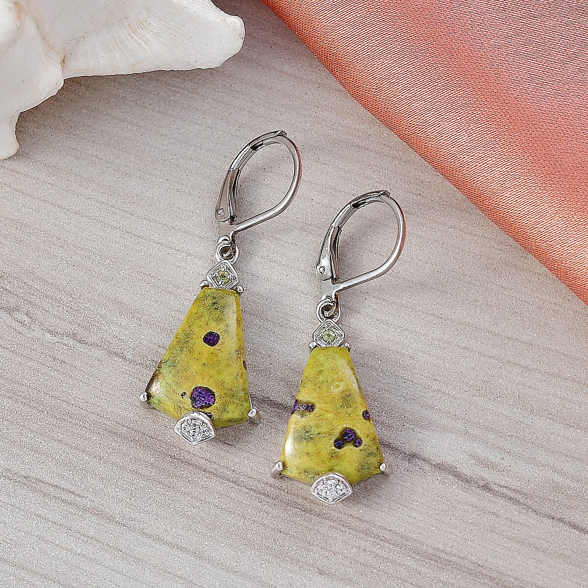 EverTrue Tasmanian Stichtite and Multi Gemstone 12.00 ctw Earrings in Platinum Bond image number 1