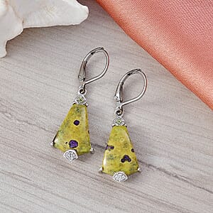 EverTrue Tasmanian Stichtite and Multi Gemstone 12.00 ctw Earrings in Platinum Bond
