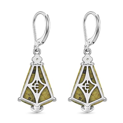 EverTrue Tasmanian Stichtite and Multi Gemstone 12.00 ctw Earthborn Grace Royal Shield Earrings in Platinum Bond