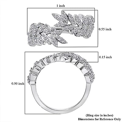 Luxuriant Lab Grown Diamond G-H SI 1.00 ctw Whispering Leaves Ring in Rhodium Over Sterling Silver (Size 10.0)