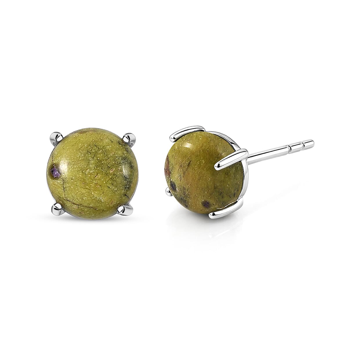 D'Joy Tasmanian Stichtite 4.65 ctw Solitaire Stud Earrings in Platinum Over Sterling Silver