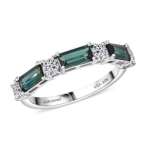 Certified & Appraised Premium Pirineu Lagoon Tourmaline and Luxuriant Diamond G-H SI 1.50 ctw Ring in 10K White Gold (Size 10.0)