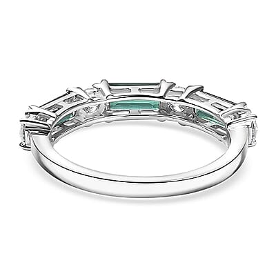 Certified & Appraised Premium Pirineu Lagoon Tourmaline and Luxuriant Diamond G-H SI 1.50 ctw Ring in 10K White Gold (Size 11.5)