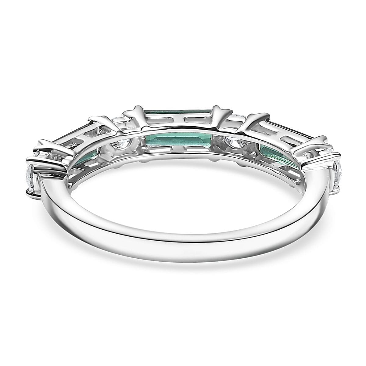 Certified & Appraised Premium Pirineu Lagoon Tourmaline and Luxuriant Diamond G-H SI 1.50 ctw Ring in 10K White Gold (Size 6.0) image number 4