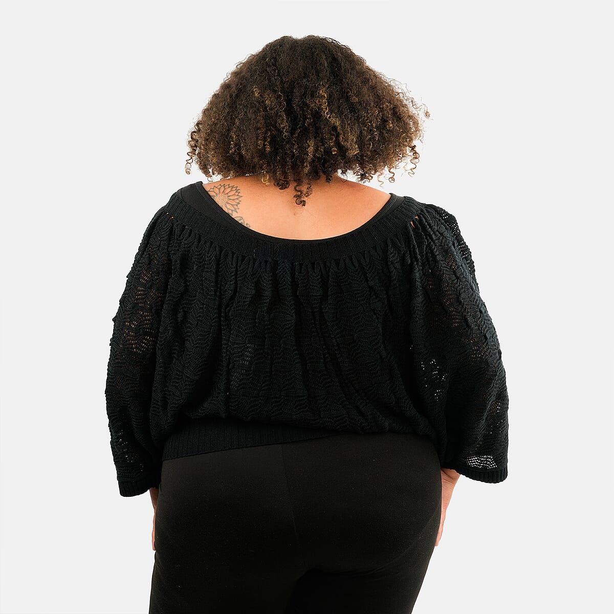 BCBG Black Convertible Open Knit Blouse - S image number 1