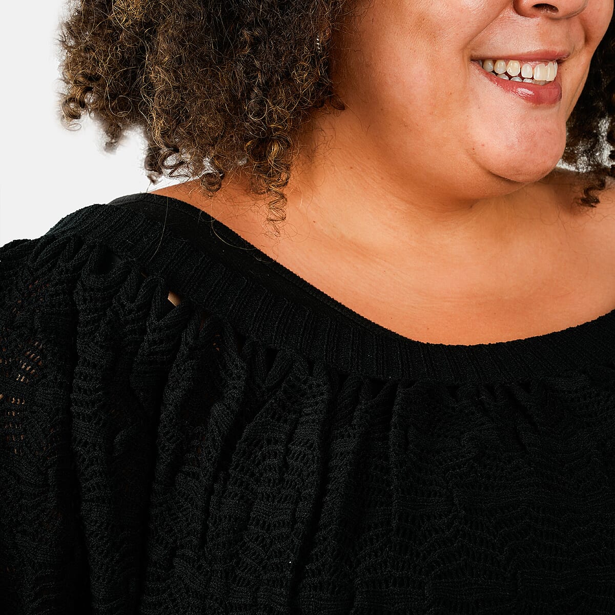 BCBG Black Convertible Open Knit Blouse - M image number 3