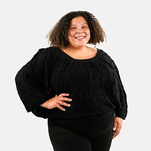 BCBG Black Convertible Open Knit Blouse - L