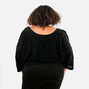 BCBG Black Convertible Open Knit Blouse - L