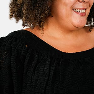 BCBG Black Convertible Open Knit Blouse - L