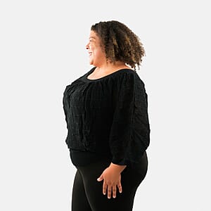 BCBG Black Convertible Open Knit Blouse - XL