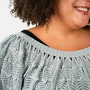 BCBG Gray Convertible Open Knit Blouse - L