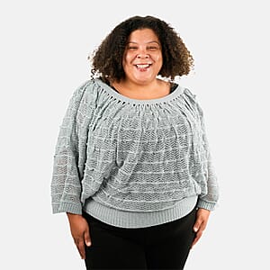 BCBG Gray Convertible Open Knit Blouse - S