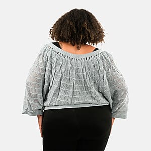 BCBG Gray Convertible Open Knit Blouse - S